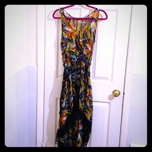 Hi Low Print Chiffon Dress